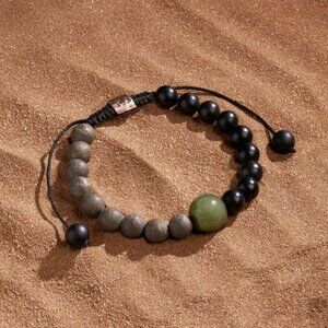 Karma and Luck Abundant Life Multi Stone Adjustable Bracelet Jade Onyx Pyrite